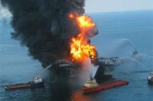 Maritime accident with boat on fire