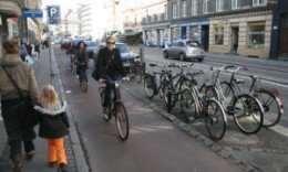 Bicycles on road with riders