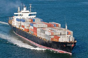 Loaded container ship