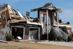 Burned down house