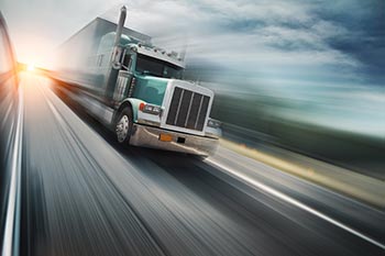 Tractor-trailer at high speed on highway