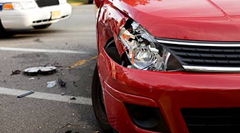 Car damaged in accident.