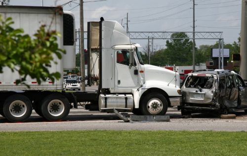 tractor-trailer hitting a car