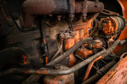 old rusty truck engine