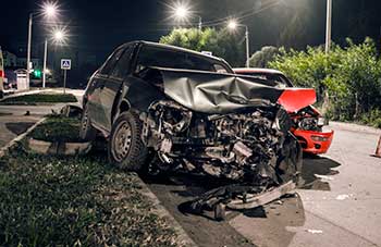 Car wreck caused by a speeding car.