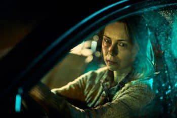 Injured woman in car
